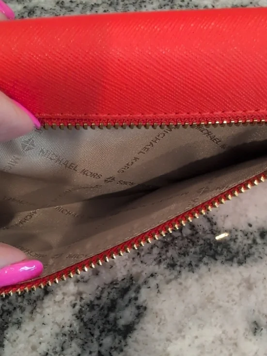 Michael Kors Orange Saffiano Leather Continental Wallet - Picture 3 of 4